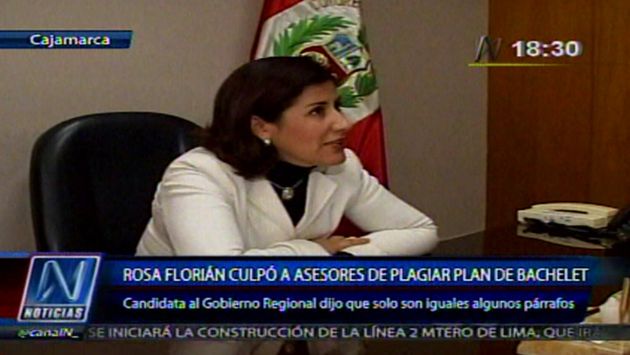 Rosa Florián culpó a asesores de plagiar plan de gobierno Bachelet . (Canal N)