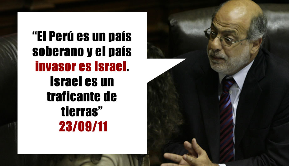 Abugattás pidió hoy botar a patadas al embajador de Israel. (Perú21)
