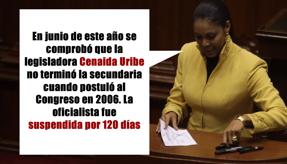 Cenaida Uribe no terminó el colegio cuando postuló al Congreso. (Perú21)