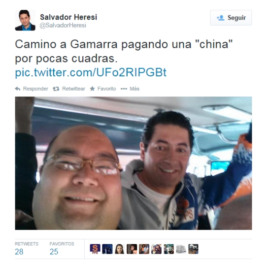 Salvador Heresi no se salvó de las críticas por resucitar el pasaje a china. (Twitter)