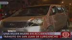 Auto se volcó tras fuerte impacto, en San juan de Lurigancho. (América Noticias)