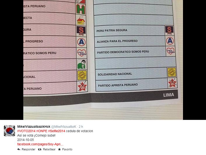 Electores tomaron foto a sus cédulas de sufragio. (@MikelVizzualbzK)
