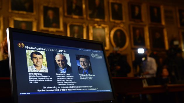 Premio Nobel de Química 2014 para los tres padres de la nanoscopía. (AFP)