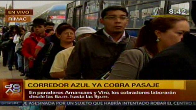 Corredor Azul: Afluencia de pasajeros no disminuyó pese a cobro de pasajes. (Canal N)