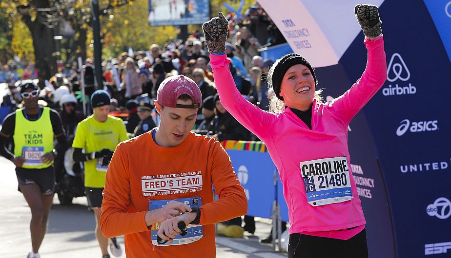 Caroline Wozniacki corrió en la Maratón de Nueva York. (Reuters)