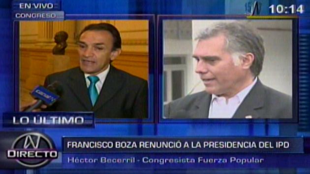 Héctor Becerril se refirió a renuncia de Francisco Boza. (Canal N)