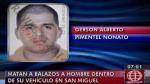 San Miguel: Sujeto fue asesinado de cuatro balazos dentro de su auto. (Canal 4)
