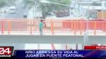 Niño desafía a la muerte al jugar en las barandas de un puente de Piura. (24 Horas)