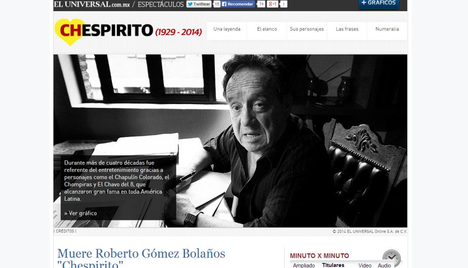 El Universal de México publicó una foto de Roberto Gómez Bolaños en su faceta de escritor.