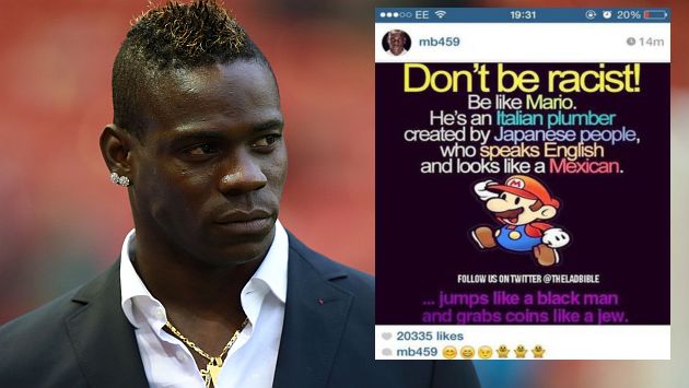Mario Balotelli se expone a una suspensión de al menos cinco partidos por este post. (AP/Instagram)