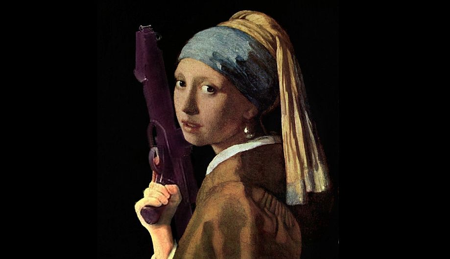 ‘La joven de la perla’, de Johannes Vermeer, sostiene una E11-Blaster. (David Hamilton)
