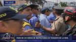 Inspectores de tránsito protestan en Corredor Azul y las unidades de Orión aprovecharon para circular por la vía. (Canal N)