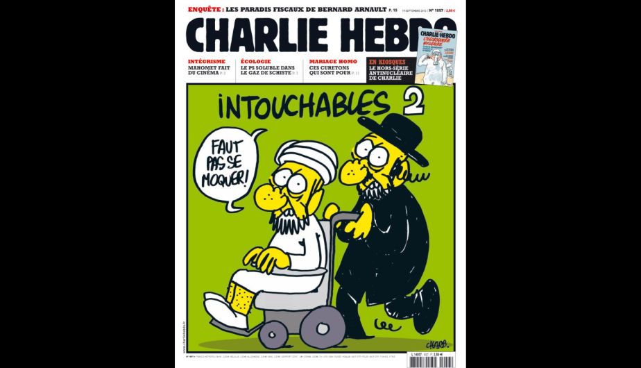 Un rabino lleva en silla de ruedas al profeta Mahoma, una caricatura publicada en 2012.