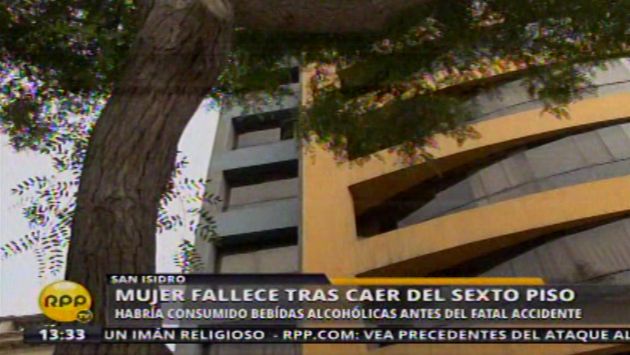 Mujer murió al caer del sexto piso de un edificio de San Isidro. (Captura/ RPP TV)