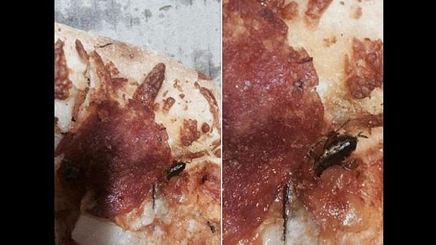 Cliente denunció a Domino’s de San Miguel por enviarle pizza con una cucaracha. (Facebook Carlos Navea Paredes)