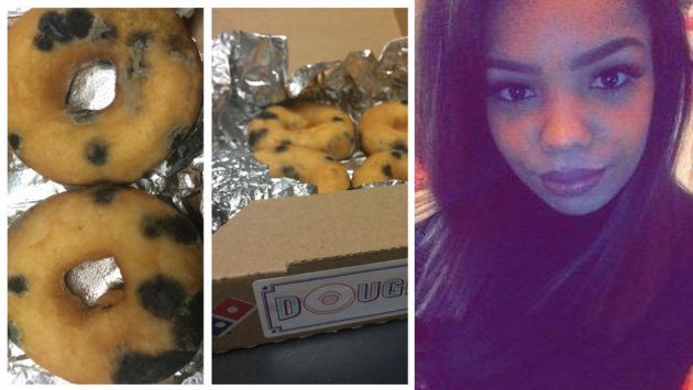Chloé Smith recibió una caja de donas con moho de Domino’s Pizza. (@Chloopop)