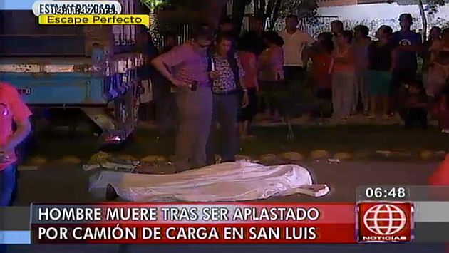 Hombre murió aplastado por camión en San Luis. (Captura de TV)