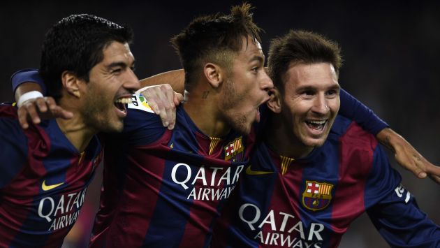 Neymar, Luis Suárez y Lionel Messi son la delantera de moda en España. (AFP)