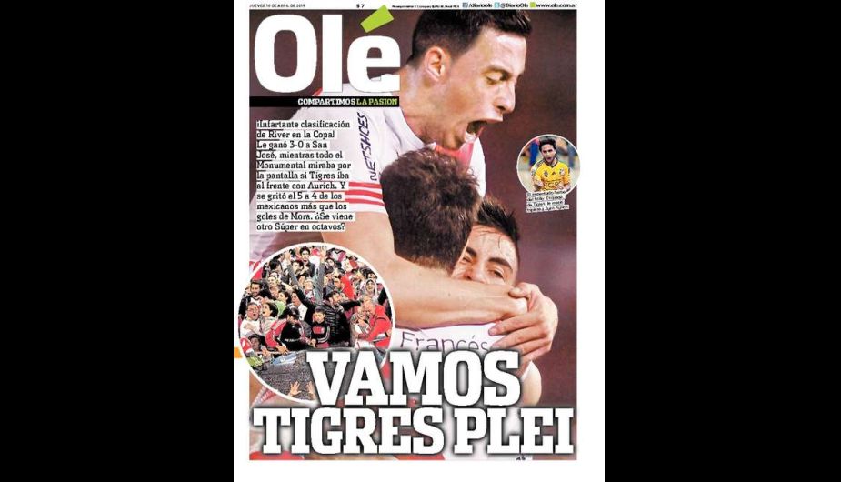 Así celebró la prensa argentina la milagrosa clasificación de River Plate. (Olé)