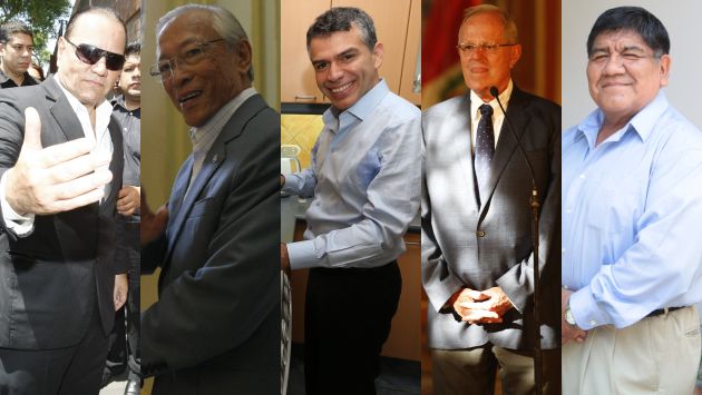 Elecciones 2016: De izquierda a derecha: Mauricio Diez Canseco, Humberto Lay, Julio Guzmán, Pedro Pablo Kuczynski y Rómulo Mucho. (USI)
