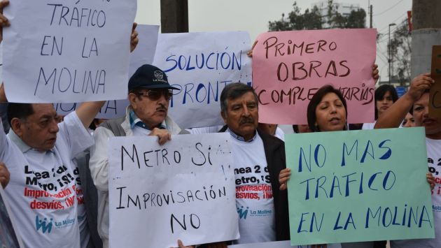 EN CONTRA. Vecinos no están de acuerdo con el plan de desvíos por la Línea 2 del Metro de Lima. (Municipalidad de La Molina)