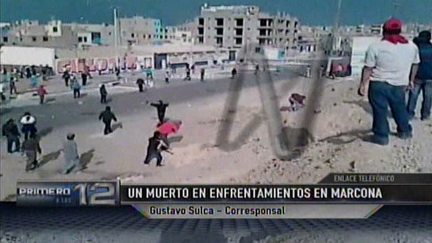 Un muerto y un herido dejó enfrentamiento entre policías y mineros de Shougang Hierro Perú en Marcona. (Canal N)