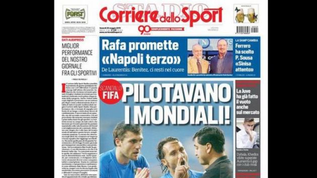 El diario italiano Corriere dello Sport tituló _“¡Manejaban el Mundial!”_ y aseguró que *la FIFA arregló el juego en beneficio de la selección anfitriona (Corriere dello Sport)