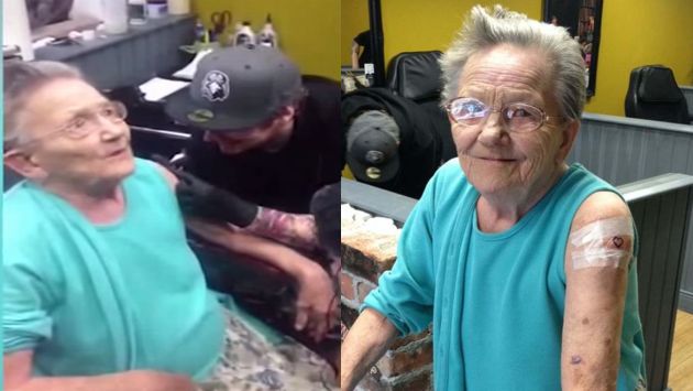 Anciana 'fugó' de asilo para hacerse su primer tatuaje junto a nieta. (Mirror)