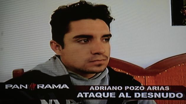 Adriano Pozo Arias, el sujeto que, estando completamente desnudo, golpeó y arrastró de los cabellos a Cindy Arlette en un hostal de Ayacucho (Tome).