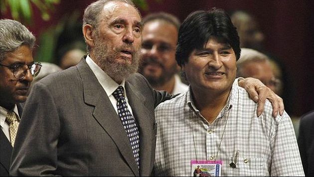 Evo Morales y Fidel Castro juntos por cumpleaños. (Correo)