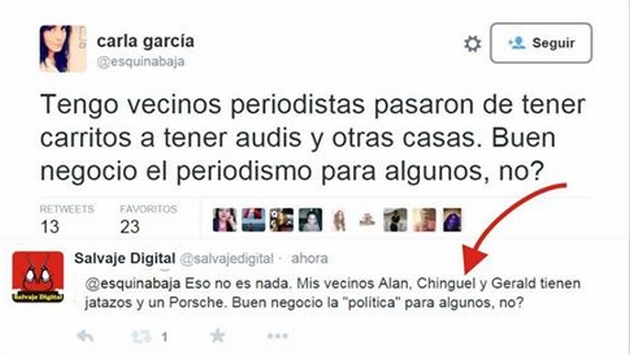 Carla García fue trolleada en Twitter. (@salvajedigital)