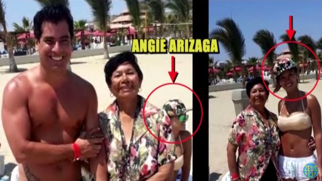 Angie Arizaga viajó a Tumbes acompañada de Miguel Ángel Zuloaga, productor de ‘Ven baila, quinceañera’. (Captura de TV)
