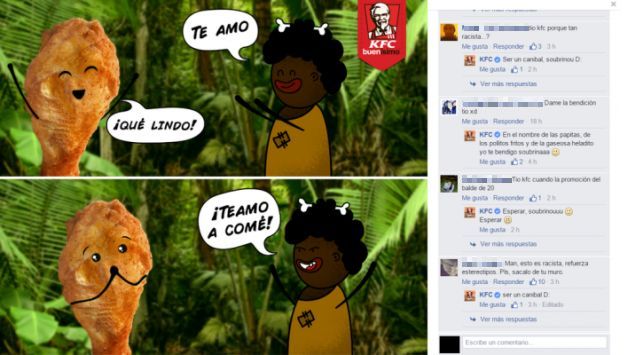 KFC publicó mensaje racista en Facebook y parece no haberse dado cuenta de su error. (Captura Facebook KFC)