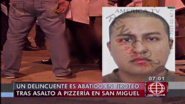 Policía abatió a delincuente durante tiroteo tras asalto a pizería en San Miguel. (Captura de TV)