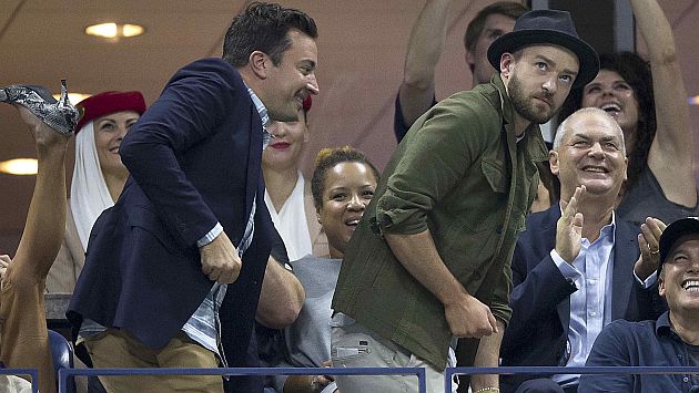 Jimmy Fallon y Justin Timberlake bailaron 'Single Ladies' en el US Open. (Reuters)
