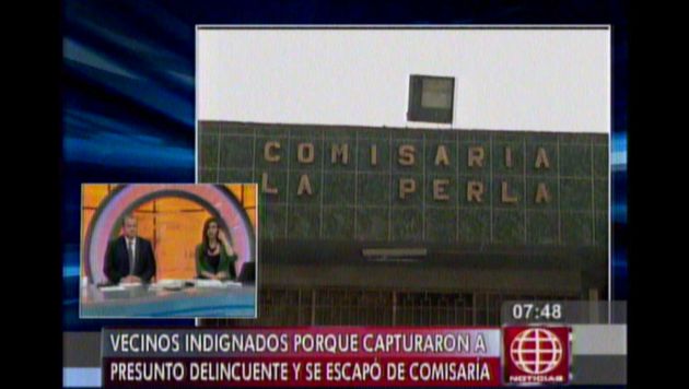 Vecinos de La Perla realizaron un plantón para quejarse sobre la inoperancia de la Policía de la zona. (América TV)