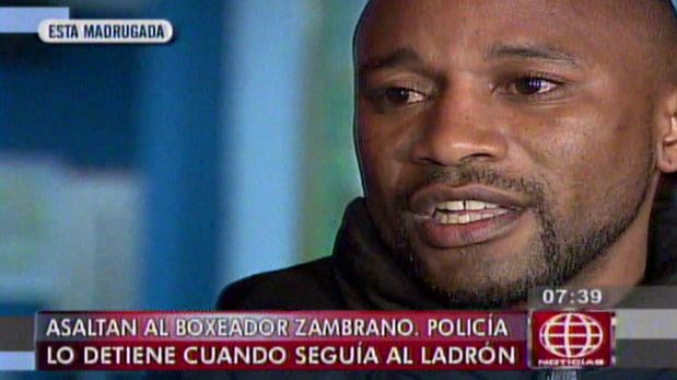 Carlos Zambrano fue detenido por la Policía cuando perseguía a ladrón que le había robado. (Captura de TV)