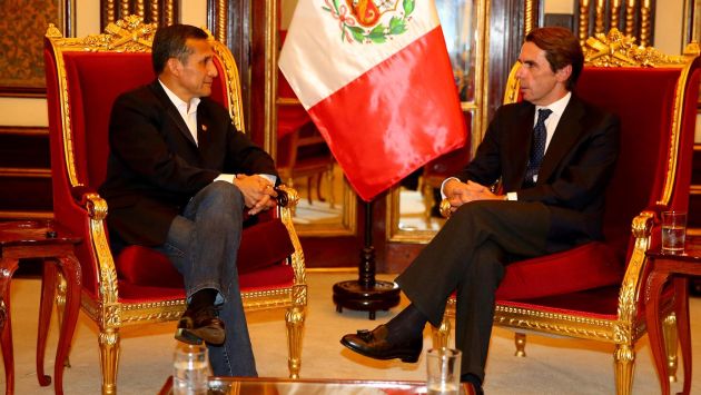 Ollanta Humala se reunió con el exjefe del Gobierno español José María Aznar. (Difusión)