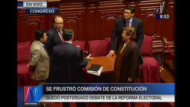 Se frustró debate en la Comisión de Constitución del Congreso de la República por falta de quórum. (Captura de TV)