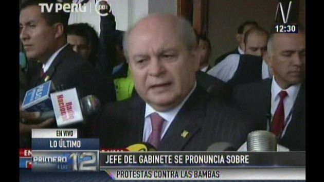 Pedro Cateriano aseguró que el único camino para solucionar las protestas contra el proyecto Las Bambas es el diálogo. (Captura de TV)