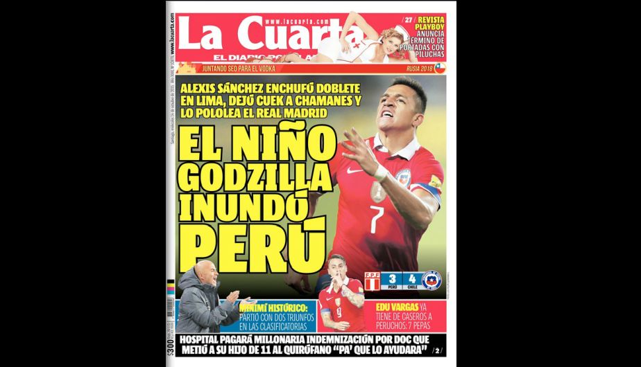 'El niño Godzilla inundó Perú', dice La Cuarta.