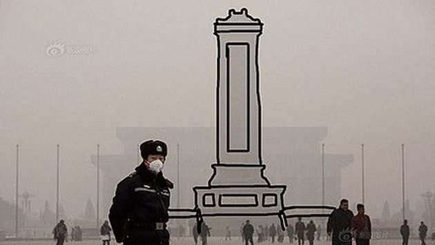 China: Redes sociales bromean con densa niebla que cubre Perkín por altos niveles de contaminación. (Sina Weibo)