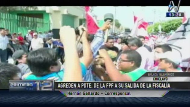 Edwin Oviedo fue agredido por manifestantes tras declarar en la fiscalía de Chiclayo. (Canal N)