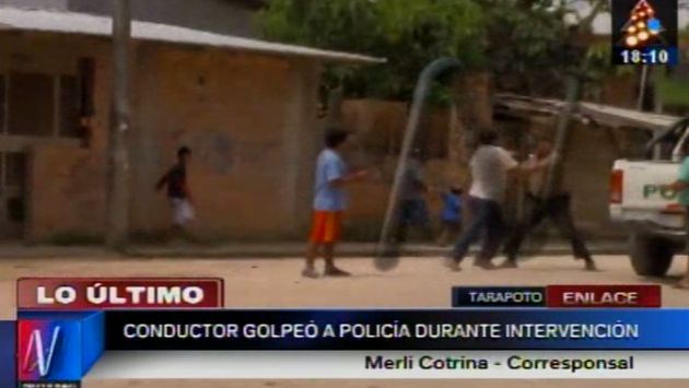 Tarapoto: Policía fue brutalmente golpeado por chofer de camión tras ser intervenido. (Canal N)