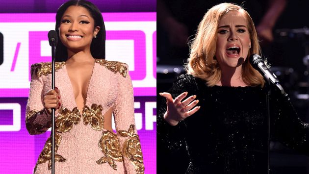 Nicki Minaj calificó de "reina" a Adele tras verla rapeando su tema 'Monster'. (Getty Images)
