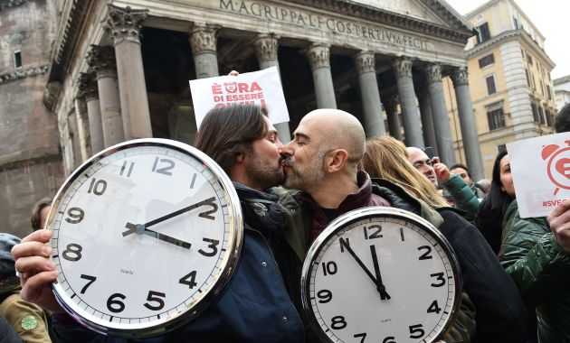 Manifestantes promueven la aprobación de la Unión Civil homosexual en Italia (AFP). 