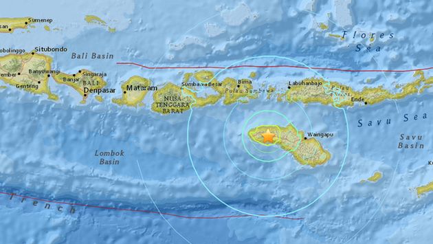 Indonesia: Terremoto de 6.5 grados sacude la isla de Sumba. (USGS)