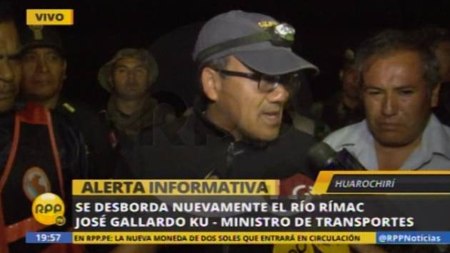 El ministro José Gallardo supervisa las zonas afectadas. (Captura RPP)