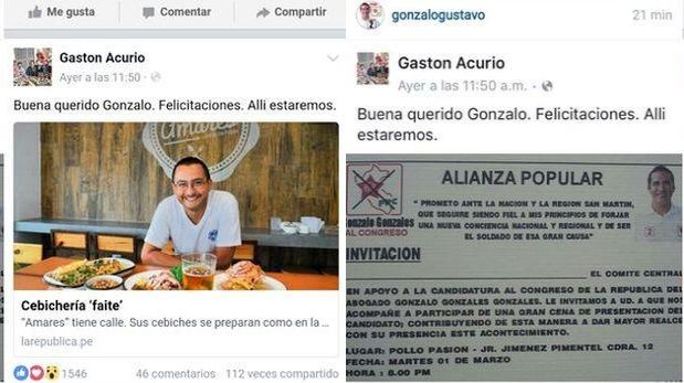 Gastón Acurio denunció que candidato de Alianza Popular se aprovechó de una publicación suya. (Captura)