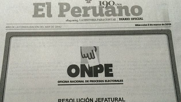 El Peruano volvió a publicar separata de ONPE, pero esta vez con el logotipo correcto. (El Peruano)